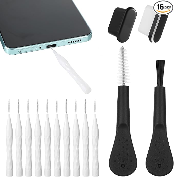 16 Pack Phone Charger Port Cleaner Kit, Anti-Clogging Mini Brushes Cleaner, Reusable Speaker Cleaning Tool, Multifunctional Mini Cleaning Dust Remover Tools for Phone Headphones Tablet Computer Camera by Unknown
