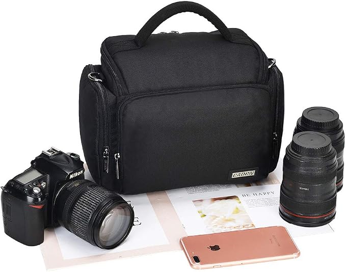 CADeN Camera Shoulder Crossbody Bag Case Compatible for Nikon, Canon, Sony SLR/DSLR Mirrorless Cameras and Lenses Waterproof(1.0 M, Black) - Image 9