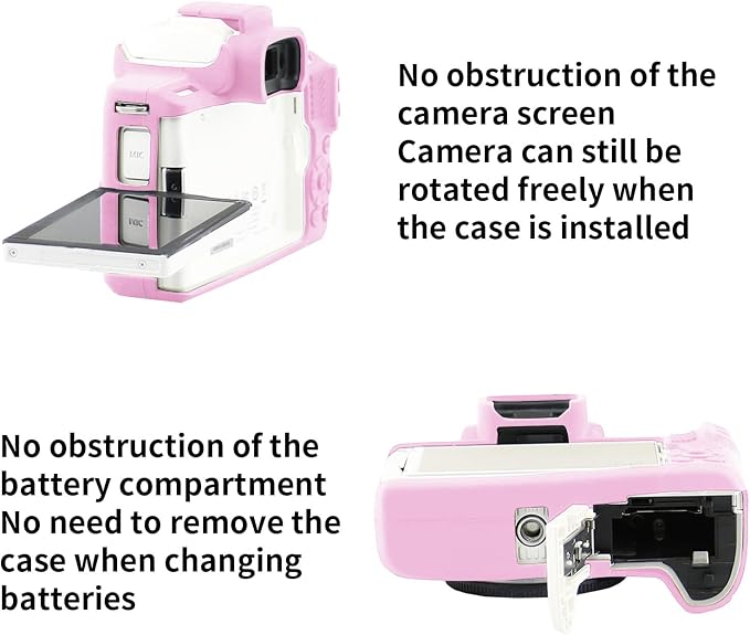Easy Hood Camera Case for Canon EOS M50/M50 Mark II Digital Camera Pink | Soft Silicone Case Cover, Anti-Scratch, Dustproof, Shockproof, Slim Fit, Lightweight, Easy to Install, Easy to Clean - Image 3