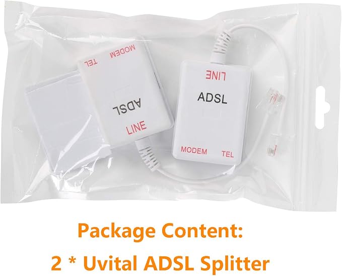 Uvital in-Line DSL Filter Splitter, ADSL Splitter Filter, RJ11 2 Pack White | DSL Filter for Landline Phone, Male to 2 Female Telephone DSL Modem for telephone/fax - Image 8