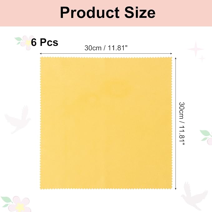 uxcell 6 Pcs Microfiber Cleaning Cloth for Glasses, 11.8 x 11.8 Inch Eyeglass Cleaning Cloth, Glasses Cleaner Wipes for Electronics Lenses Screens Cameras Cell Phones, Yellow - Image 2
