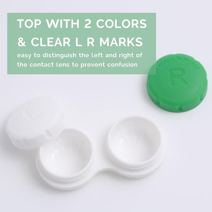 DEWSENSI Contact Lens Case, Empty Contact Lens Cases Box Holder Container for Storage, Travel, Daily Home Use (Green, 3 Pack) - Image 3