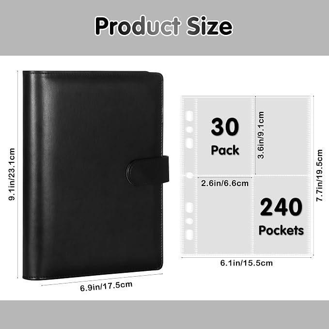 A5 Kpop Photocard Binder with 30 Pack 4-Pocket Card Pages, 6 Ring A5 Binder Card Collector Album with 240 Card Slots,PU Leather Binder Cover with Magnetic Buckle Closure for Organizing Trading Card - Image 5