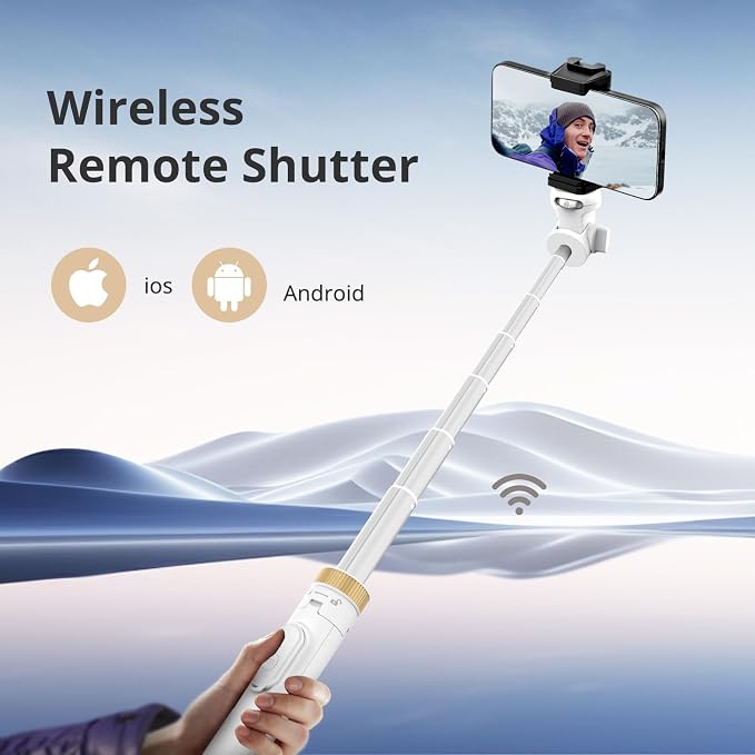 SENSYNE 72" Phone Tripod, Extendable for iPhone & Selfie Stick with Detachable Phone Holder & Wireless Remote, Compatible with All Cell Phones, Camera (White) - Image 2