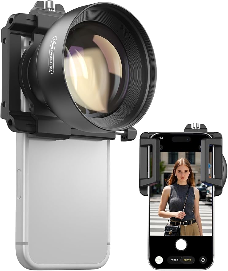 MIAO LAB 2X Telephoto Portrait Master Lens for iPhone, Samsung, Android - 50mm F1.05 Portrait Lens, 17mm Threaded Interface with Universal Clip for Portraits, Flowers, Food, Pets & Night Scenes by MIAOLAB