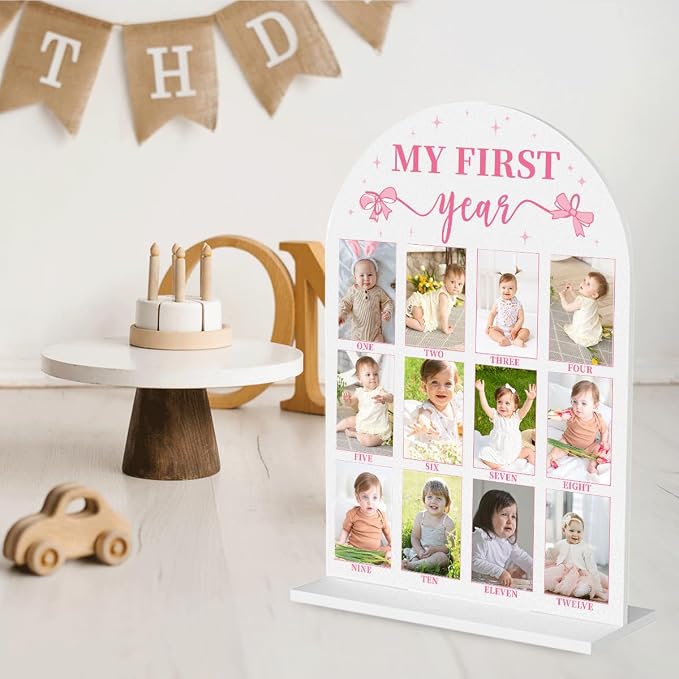 My First Year Photo Board Baby Milestone Signs One Year of Baby Photo Board, Best Babies Keepsake 10x14 Inches Acrylic Sign Decor Fits 2" x 3" Photo A12 - Image 5