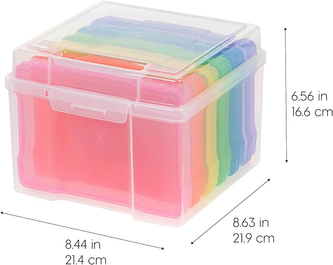 IRIS USA Photo Storage Box |Made in USA| 6 Cases - Clear | Fits 4" x 6" Pictures / Organizing Containers for Tasks, Stickers, Ephemera & Flashcards - Image 2