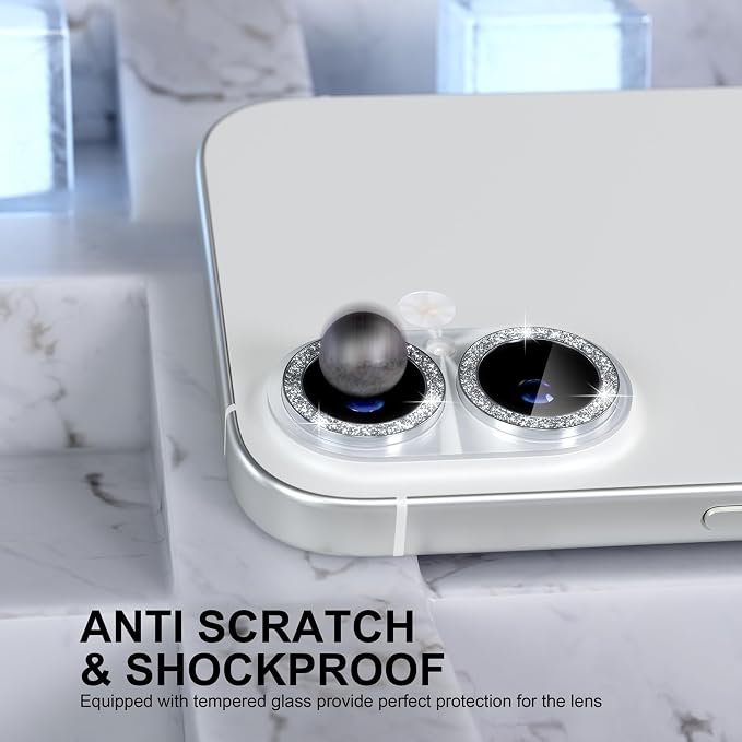Choiche for iPhone 17 Camera Lens Protector, Light-Silver | Bling Metal Camera Cover with 9H Tempered Glass Lens Screen Protector Accessories, Strong Adsorption, Case-Friendly - Image 3