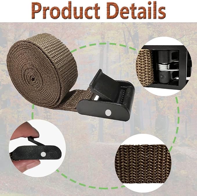 4 Pack Trail & Game Camera Mount Tree Straps with Snap, 185cm/6ft Foldable Nylon Fiber Strap Portable UV Resistant Sturdy Buckle Easy to Use for Trail Cameras Accessory - Image 3