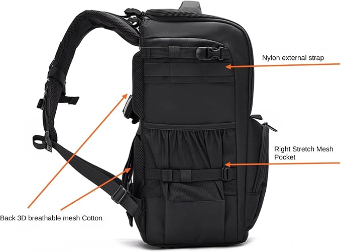 ZZQ&CCF Telephoto Lens Camera Backpack for Canon RF 200-800/100-500, Lens Case Bag for Nikon Z 180-600, Camera Pouch Compatible with Sony FE 200-600/FE 400-800/300—Black - Image 8