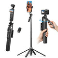 K&F CONCEPT 69" Auto Open Selfie Stick with 4 Legs & Stabilizing Handle | Phone Tripod, 360° Rotation Cell Phone Tripod Stand with Remote Control, Compatible with iPhone Osmo Pocket 4/3, A702 by KFCONCEPT
