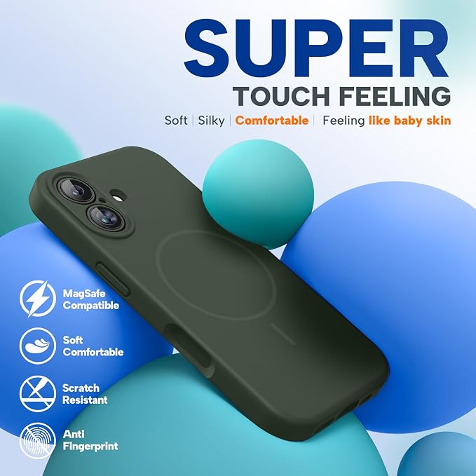 Miracase Silicone & Magnetic for iPhone 17 Case, Dark Green | Compatible with MagSafe, Silicone Camera Control Cover, Soft Microfiber Lining, Shockproof Drop Protection Phone Case for 17 - Image 5