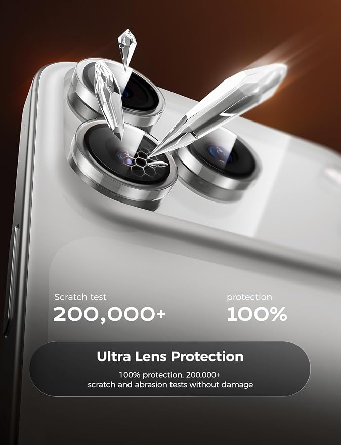 MAGIC JOHN 2 pack for iPhone 17 Pro Max/17 Pro Camera Lens Protector,Clear | [Alignment Kit&1:1 Invisible Fit] 9H Aerospace Tempered Glass, Ultra HD, Metal Individual Ring - Image 5