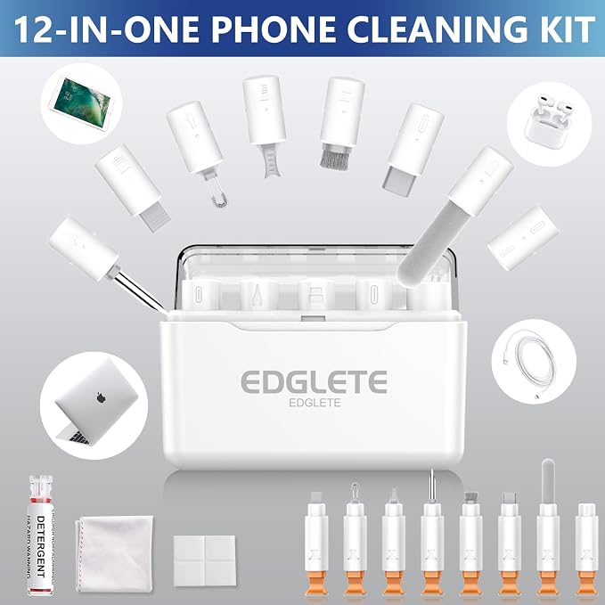 iPhone Cleaning Kit for Charging Port Phone USB C with Storage Case, White | Multi-Tool, Cleaner Kit for AirPod, iPhone Cleaner, Portable Repair Tool, for Lightning Charger Cable iPad Electronic Devices - Image 2