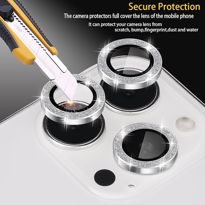 Camera Lens Protector for iPhone 16 Pro/16 Pro Max, Glitter Silver | Tempered Glass, Auto-align Tray, Easy Installation, Case Friendly, Anti-Scratch, HD Clear, Ultra Slim - Image 2