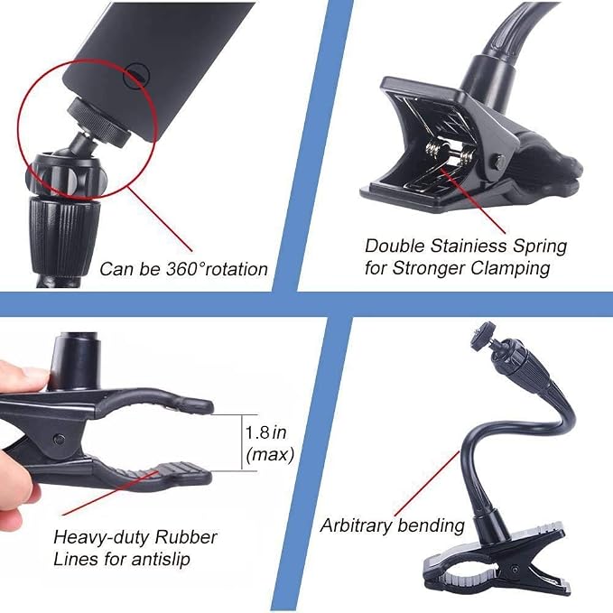 Smatree Flexible Jaws Flex Clamp Mount Gooseneck Extension for OSMO 360 | For Webcam C925e/C922x/C922/C930e/C930/C920x,N60/Hello Cam,Gopro Hero13/12/11/10/9/8/7/6/5/4/2018/Arlo Ultra/Pro 2/Pro 3 - Image 6