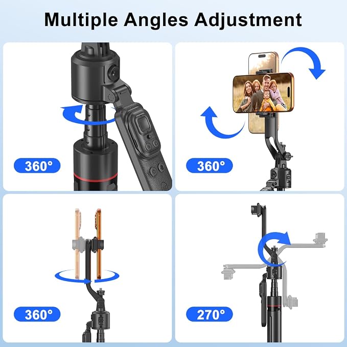 69.3" Auto Face Tracking Selfie Stick Tripod, 360° Rotation Auto-Open Phone Tripod Stand with Rechargeable Remote,for TikTok/Vlog/Live Stream,Compatible with iPhone/Android/Camera/GoPro - Image 4