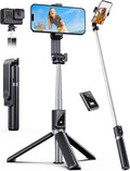 ANXRE Extendable Selfie Stick with Wireless Detachable Remote | Compact & Portable for Travel, 41.7" Selfie Stick Compatible with iPhone Samsung Android Smartphones by ANXRE