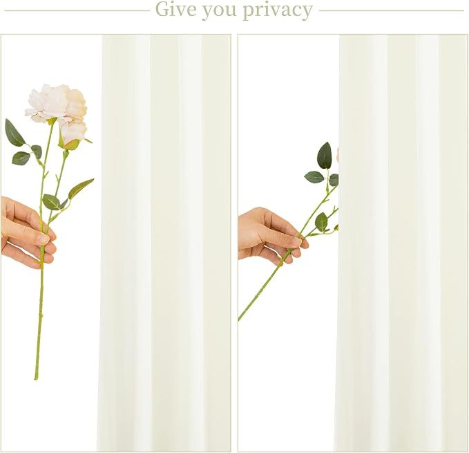 10 Panels Ivory Backdrop Curtain for Wedding Parties Wrinkle Free Ivory Photo Curtains Backdrop Drapes Fabric Decoration for Baby Shower Photography 5ft(W) x 10ft(H)" - Image 7