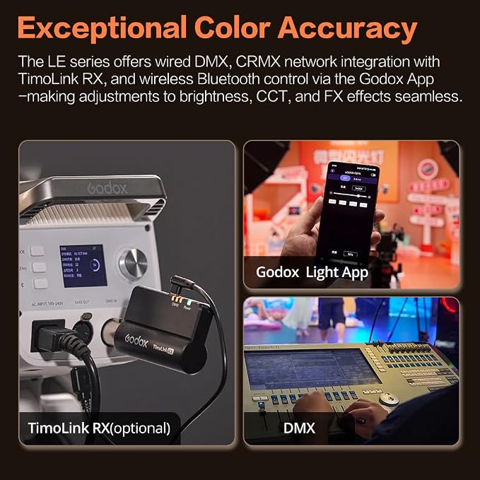 Godox LE200Bi Godox Light Kit-2 Pack 220W Bi-Color LED Video Light | 2800K-6500K,57700 LUX,CRI/TLCI≥98,11 FX, with Quick Release Softbox,Srand, APP Control,for Photography/Live Streaming - Image 8