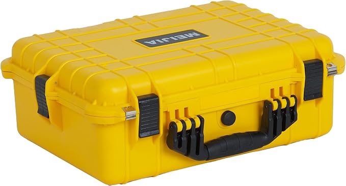 MEIJIA All Weather IP67 Waterproof Hard Camera Case,Hard Protective Case,Hard Case with Customizable Foam,Fit Use of Drones,Camera,Equipments,Pistols(Yellow,19.78x15.77x7.41inches) by MEIJIA