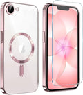 Magnetic Glossy Case for iPhone 17e,iPhone17e/16e Phone Case Slim Clear Luxury with Screen Protector & Camera Protector [Compatible with MagSafe], Shockproof Cover for iPhone Case 17e-Pink by Unknown