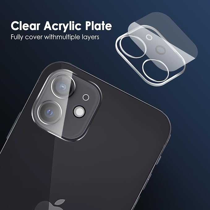 FanTEK Camera Lens Protector Compatible with iPhone 12, 9H Tempered Glass Camera Screen Cover, Ultra HD Clear Acrylic Full Coverage Guard, Case Friendly - Image 4