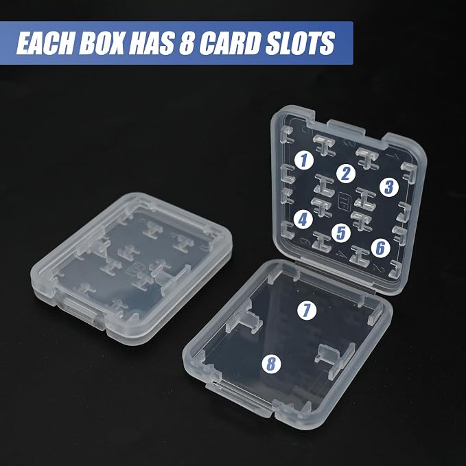 2 Pack SD Card Storage Case – 8-in-1 Hard Plastic Holder for Micro SD/SDHC/TF/MS Cards – Compact, Reusable Memory Card Organizer (Cards Not Included) - Image 3