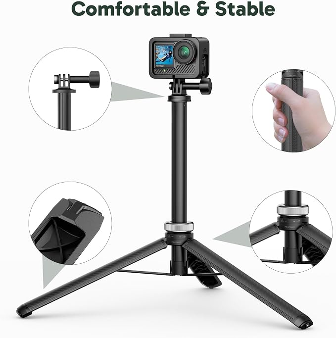 AKASO 63"/160cm Selfie Stick Tripod Extendable Action Camera Mount | Compatible with AKASO EK7000/Brave 4/EK7000 Pro/Brave 7 LE/Brave 7/GoPro Hero 13/12/11/10/ 9/Max/DJI Osmo Action 5/4/3 - Image 3