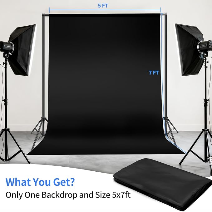 Hemmotop Black Backdrop Background Curtain 5x7 ft | Polyester, Drapes Well, Rod Pocket for Easy Hanging, for Video Recording, Pet Photography, Baby Shower, Graduation, Halloween - Image 7