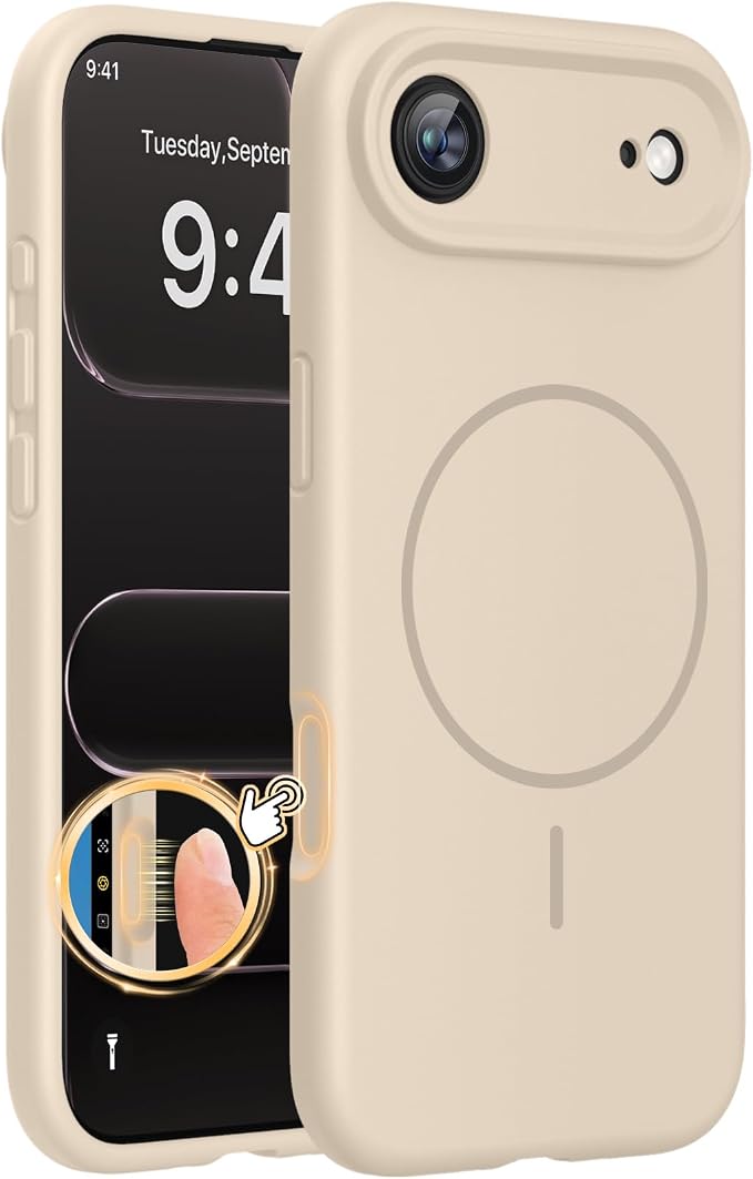 miracase Magnetic for iPhone Air Case, Compatible with MagSafe, Integrated Silicone Camera Control Cover, 3.0mm Thicken Shockproof Drop Protection Phone Case for 17 Air,Sand by Miracase