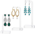 Amabro 3Pcs Clear Acrylic Earring Display Stands Jewelry Holder Stud Hoops | Transparent L-Shaped Earring Organizer Rack Dual Large Holes Hanging Display Holders Studs Tabletop Craft Shows Product Photo by Amabro