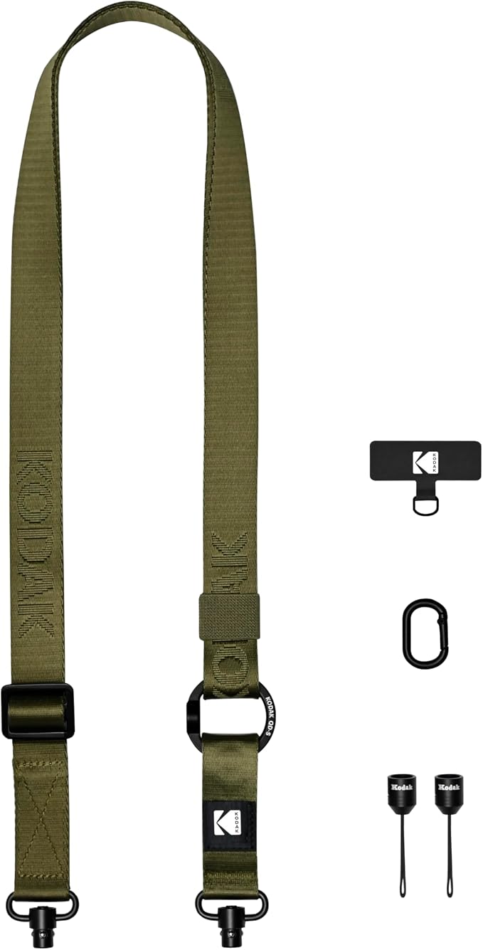 KODAK Multi-Purpose Camera Strap (Olive) - Quick-Detach System, Lightweight, Durable Metal Swivels, Multiple Usages, SLR Cameras, Compact Cameras, Smart Phones by Unknown