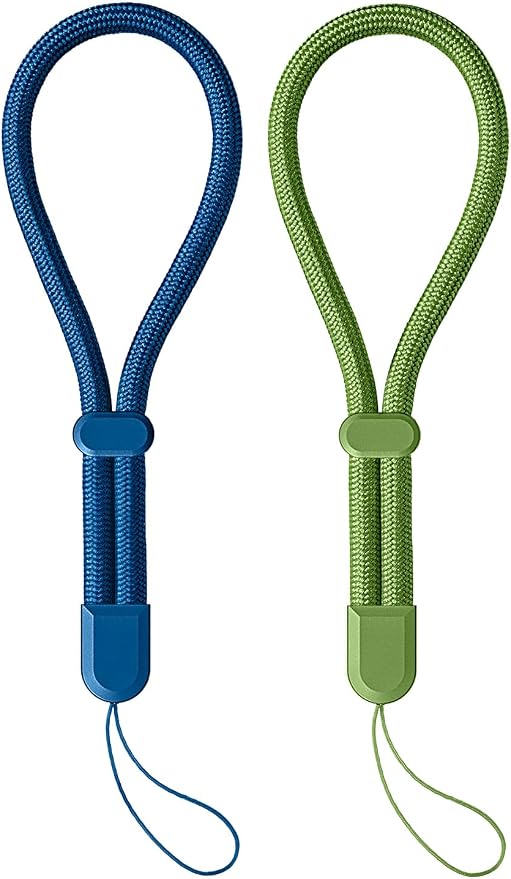 2 Pc Phone Wrist Strap Charm Anti-Lost Lanyard Hand Wristlet Finger Grip Strong Durable Adjustable for Women Men Universal for iPhone Camera Keychain USB Flash Drive Wallet ID Tag Blue Green by Casecond