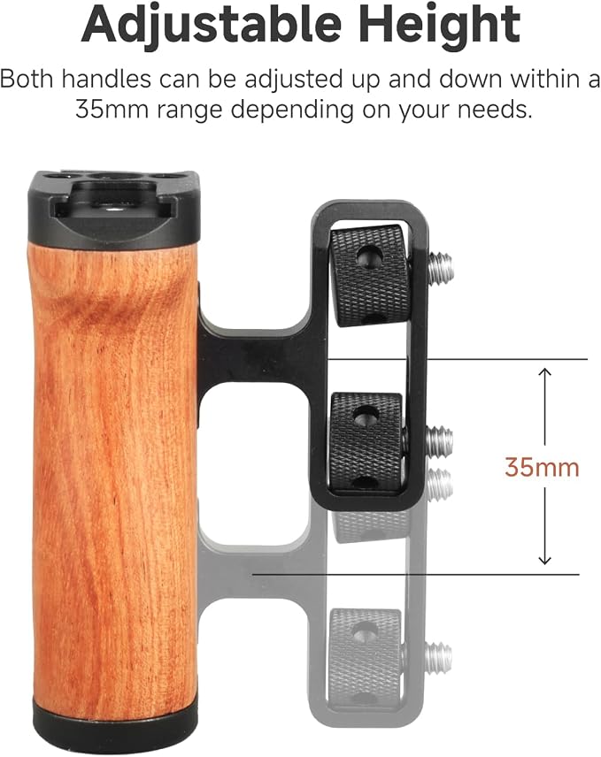 Accsoon Side Handle Handgrip for CineView M7H Pro/M7 Pro/M7 Camera Monitor with 1/4"-20 Threaded Holes, 35mm Up and Down Adjustable Reversible Grip for Monitor/Smartphone/iPad/Tablet/DSLR Cage-1 Pair - Image 3