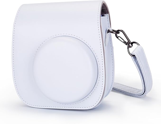 Phetium Mini 13 Camera Case for Fujifilm Instax Mini 13 12 Camera-White | Mini Camera Protective Case,PU Leather Bag,Photo Storage Pocket,Adjustable Shoulder Strap,Magnetic Flip by Phetium