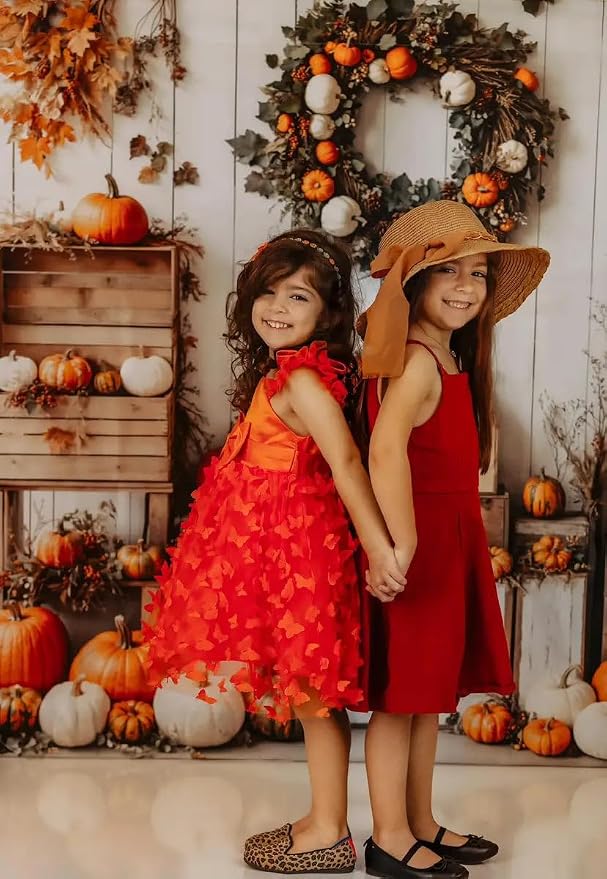 Kate Fall Backdrops White Background Autumn Party Decorations Pumpkins Thanksgiving Festival Photo Backdrop, 10x10ft - Image 2