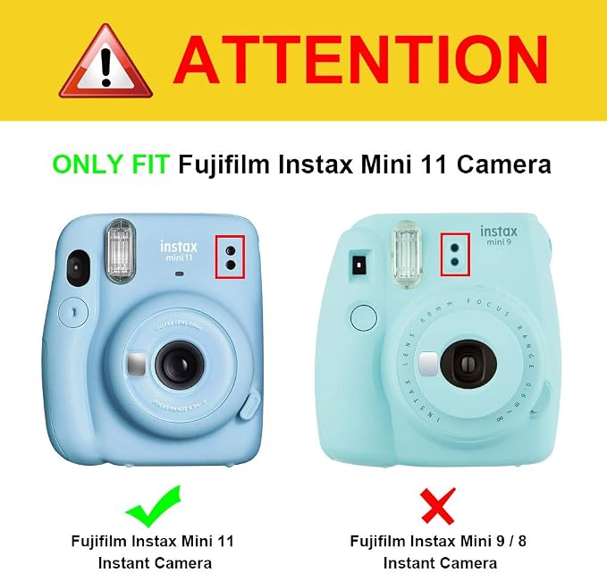 FINTIE Clear Camera Case for Fujifilm Instax Mini 11 Instant Film Camera | Crystal Hard Shell Cover, Back Films Pocket, Adjustable Shoulder Strap, Scratch Pesistant, Easy Access, Clear - Image 2