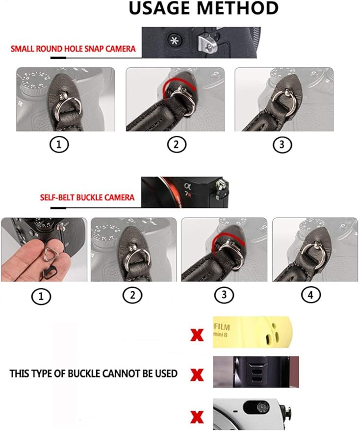 Camera Strap Vintage 100cm Nylon Climbing Rope Camera Neck Shoulder Strap for Micro Single and DSLR Camera (Black/Red) - Image 5