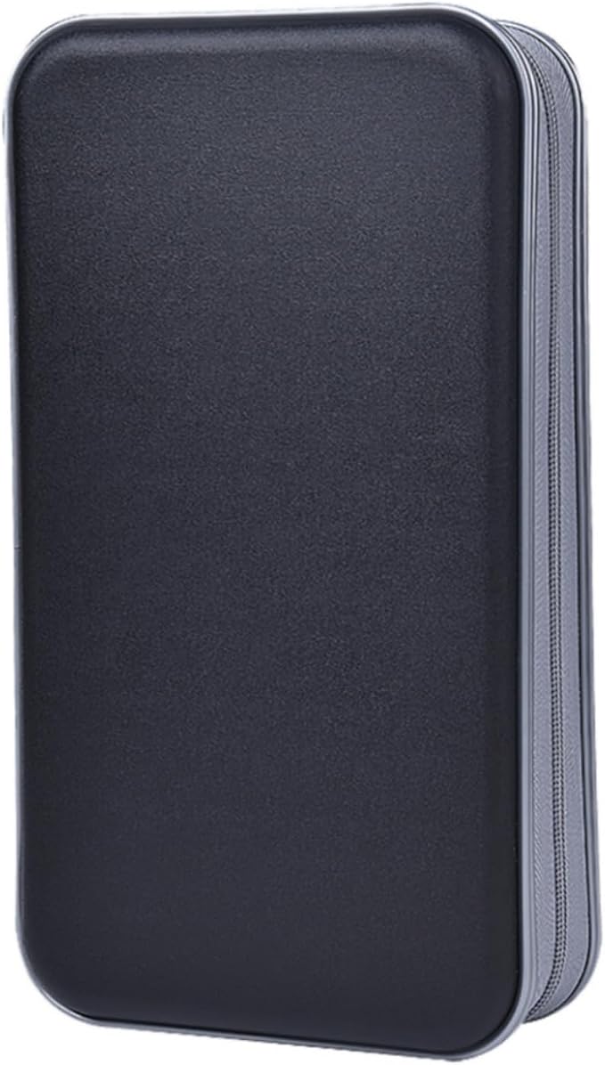 alavisxf xx CD Case, 96 Capacity Hard Plastic Organizer Wallet for Car | CD DVD Holder, Portable Hand Strap, Zipper Closure, Anti-Slip Scratch-Resistant Sleeves, Disc Storage, for Home Office Travel by alavisxfxx