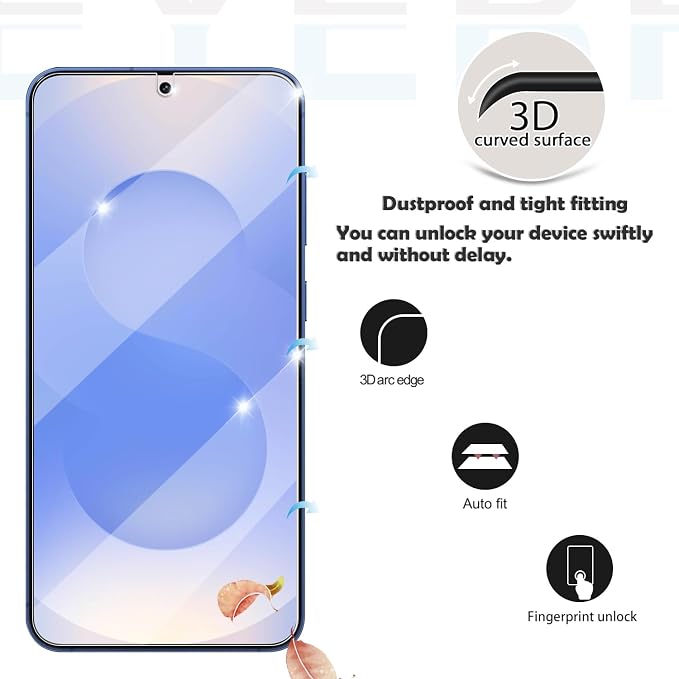 Galaxy S25 Plus / S25+ Tempered Glass Screen & Lens Protector 2+2 Pack | [Ultrasonic Fingerprint Unlock] [Case Friendly] [Bubble-Free] - Image 3