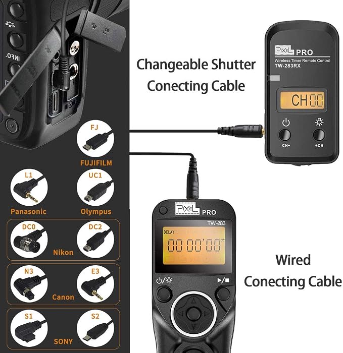 Remote Shutter Compatible for Canon, PIXEL Wireless Shutter Release Timer Remote Control E3/N3 Compatible for Canon Eos 1D 5D Mark IV 5D 6D 7D Mark R5 R6 50D 40D 30D 20D 10D D60 RP XT T7i 500D 90D - Image 3