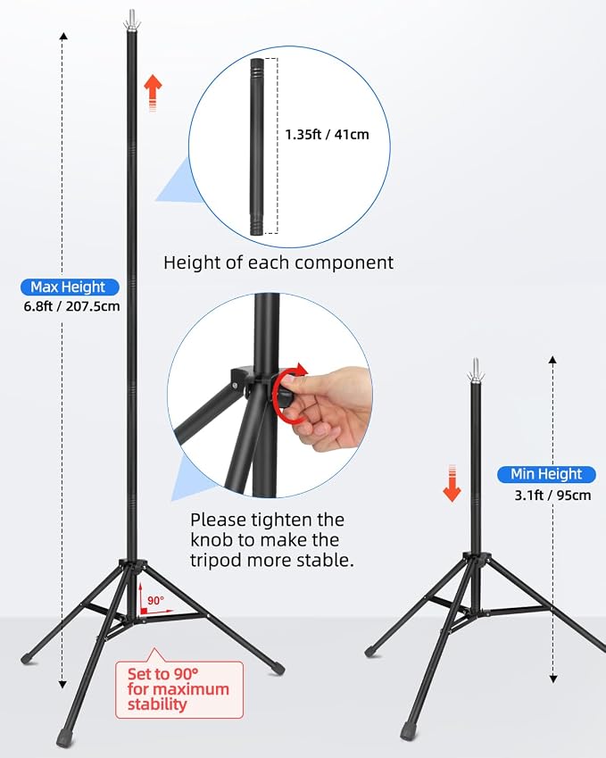 Hemmotop T-Shape Photo Backdrop Stand Portable 7x5ft (HxW) | Threaded Connection, Same Pipe Size, Extra Sturdy, with 5 Clips and Carry Bag, for Birthday, Baby Shower Party, Photoshoot - Image 2
