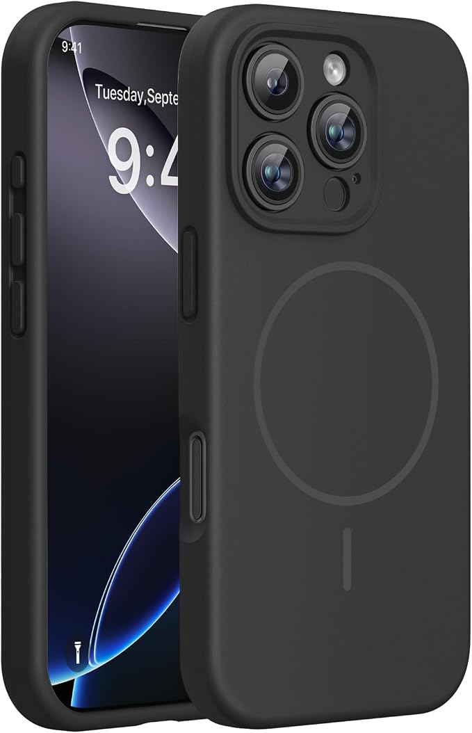 miracase Magnetic for iPhone 16 Pro Max Case, [Soft Anti-Scratch Microfiber Lining], Compatible with MagSafe, Liquid Silicone Case Shockproof Drop Protection Phone Case for 16 ProMax,Black | Compatible with MagSafe, Soft Microfiber Lining, Premium Sili... by Miracase