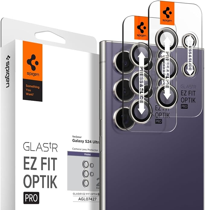 Spigen Camera Lens Protector for Galaxy S24 Ultra - Titanium Violet[2 Pack] | GlasTR EZ Fit Optik Pro, 9H+ Tempered glass, Scratch resistant, Original photo quality, Auto-align tray, Case-friendly - Image 8