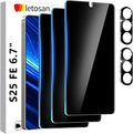 letosan 3 Pack Privacy Screen Protector for Samsung Galaxy S25 FE Tempered Glass + 2 Pack Camera Lens Protector, True 25°Anti Spy, 9H+ Hardness, Fingerprint Unlock, Case Friendly Bubble-Free 6.7Inch by letosan