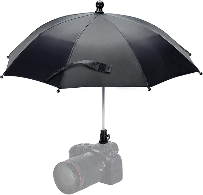 DSLR Mirrorless Camera Hot Shoe Umbrella Sunshade Rain Cover Protector | 360°Adjustable,Camera Umbrella for EOS R100 R50 R8 R7 R10 R6M2 R6V R5 C Rebel T8i T7 90D A7RVI A7RV A7IV A7S III Z5 Z6 Z7II by Kiorafoto