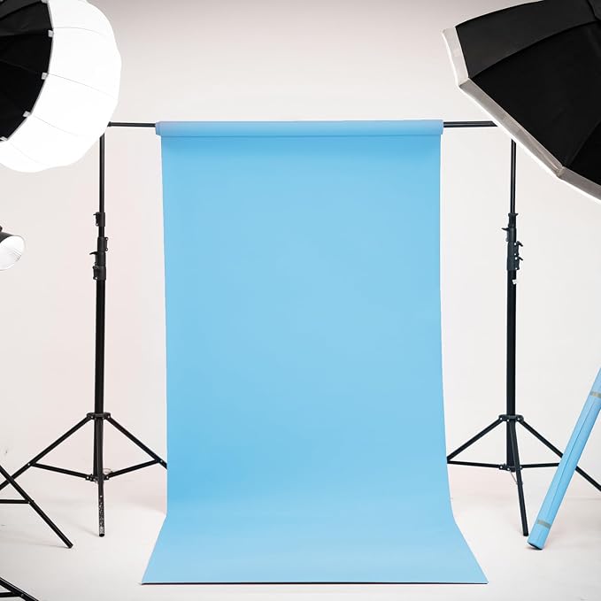 Kate Seamless Paper Backdrop for Photography Blue Photo Backdrop Paper (106.8''x32.8' Sky Blue) - Image 2