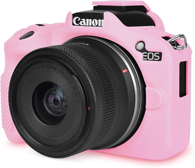 Rieibi EOSR50 EOS R50 Case, Soft Silicone Protective Case for Canon EOS R50 EOSR50 Vlogging Camera, Lightweight EOS R50 Camera Case Grip Cover Body Skin - Pink by Rieibi