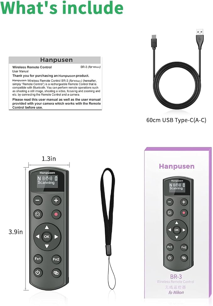 for Nikon Camera Remote Control, Hanpusen Rechargeable Wireless Shutter Release with OLED Screen for Nikon Z6 III/Zf/Z5II/Z50/Z50 II/ZR/Z fc/P1000/P1100/P950/A1000/Z6 II/Z30/Z5/Z7 II, Replace ML-L7 - Image 7